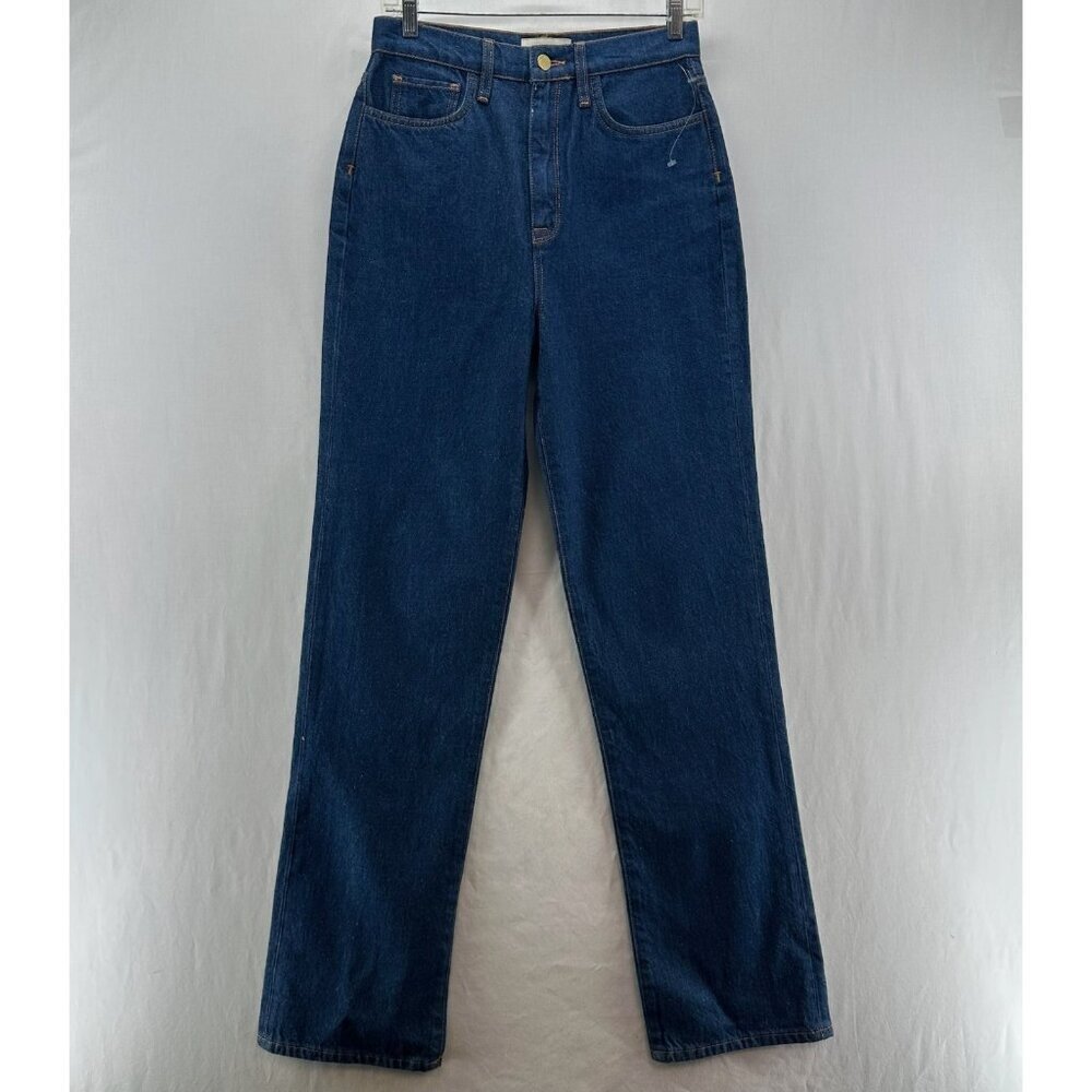 Triarchy V-High Rise Straight Leg Jeans Womens 27 Non-Stretch Denim Dark Indigo